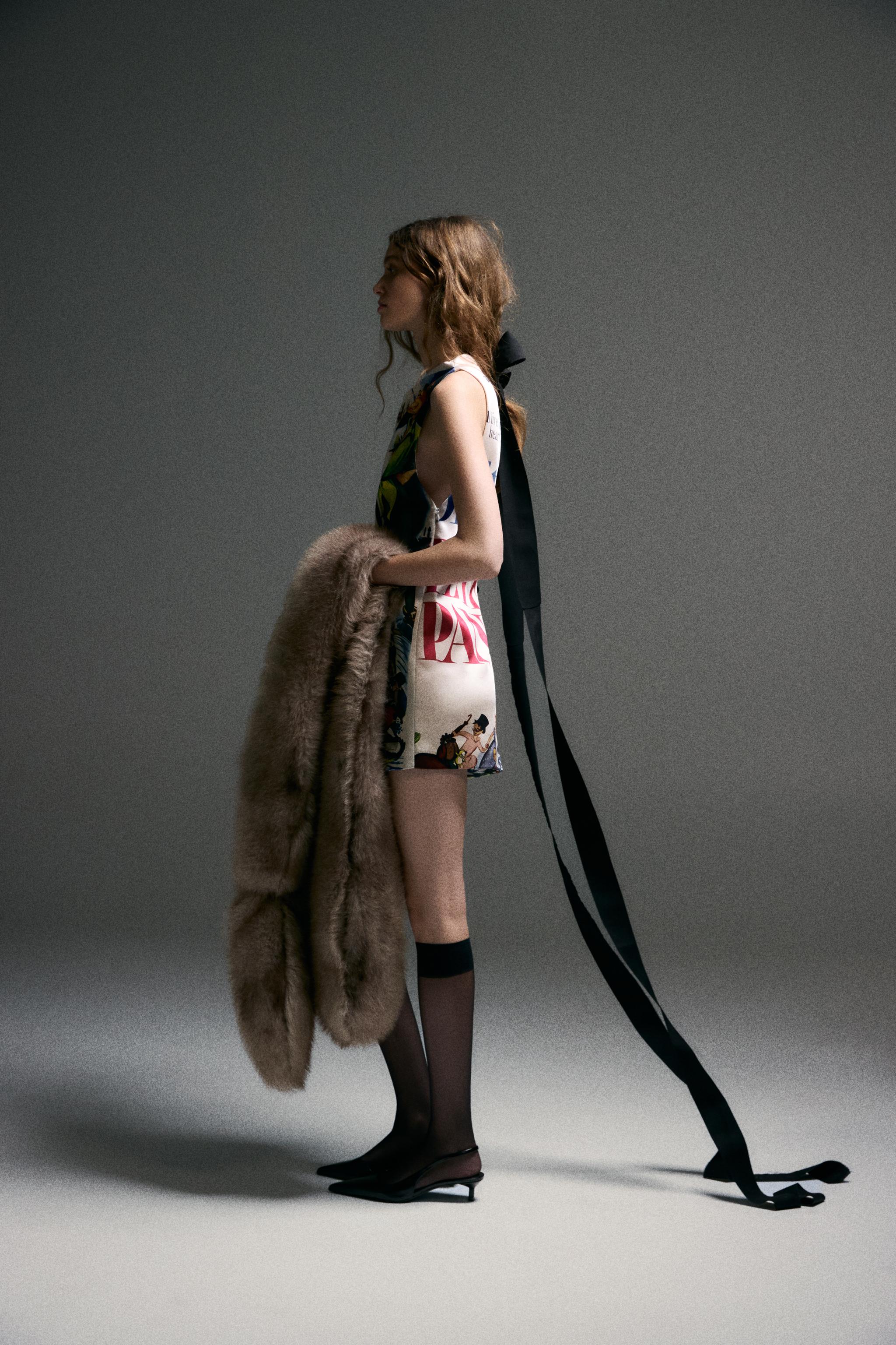 PETER PAN PRINT SATIN DRESS HARRY LAMBERT FOR ZARA X DISNEY